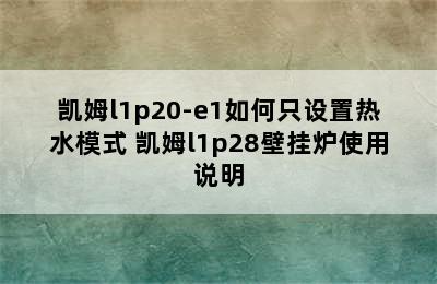 凯姆l1p20-e1如何只设置热水模式 凯姆l1p28壁挂炉使用说明